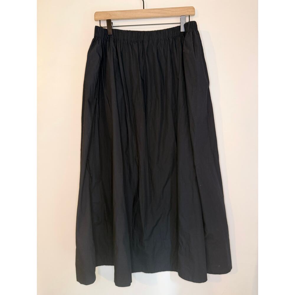 NWOT Quince 100% Organic Cotton Poplin A-line Maxi Skirt Medium Black Capsule - Picture 3 of 7